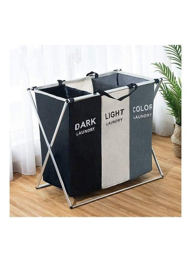 RollsTimi  Foldable Laundry Basket,137L Laundry Hamper Sorter 3 Sections Bag Bin with Aluminum Frame  Washing Storage Dirty Clothes Bag for Bathroom Bedroom Home  - Image 1