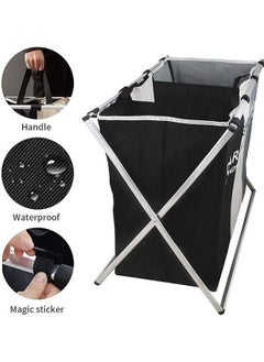 RollsTimi  Foldable Laundry Basket,137L Laundry Hamper Sorter 3 Sections Bag Bin with Aluminum Frame  Washing Storage Dirty Clothes Bag for Bathroom Bedroom Home  - Image 3