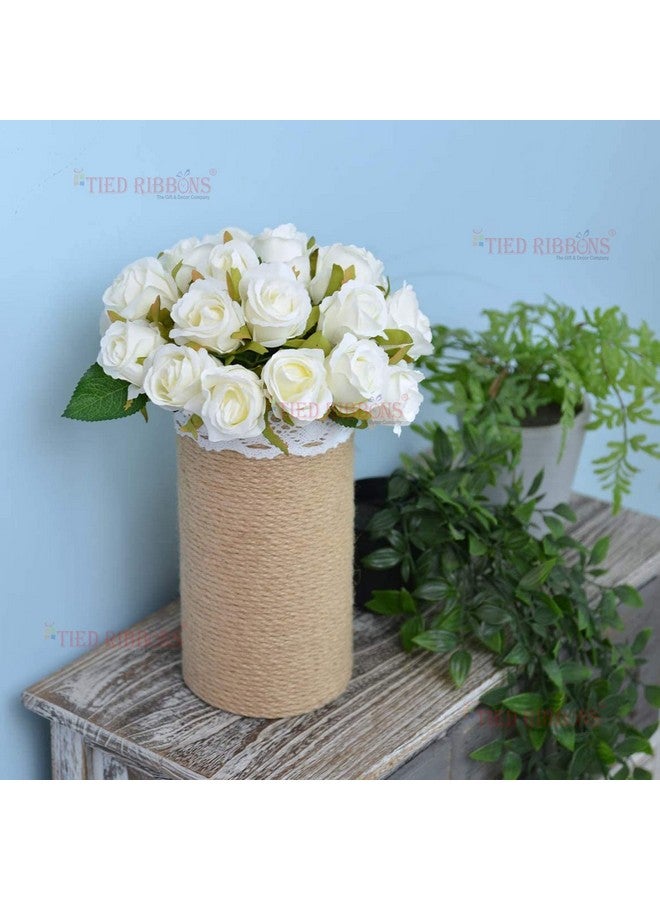 TIED RIBBONS Set Of 12 Artificial Rose Flowers Bunches For Vase (24 Cm, White) Home Decoration Gift Items For Living Room Corner Table Top Bedroom Wedding (Pot Not Included) Polyester  - Image 2