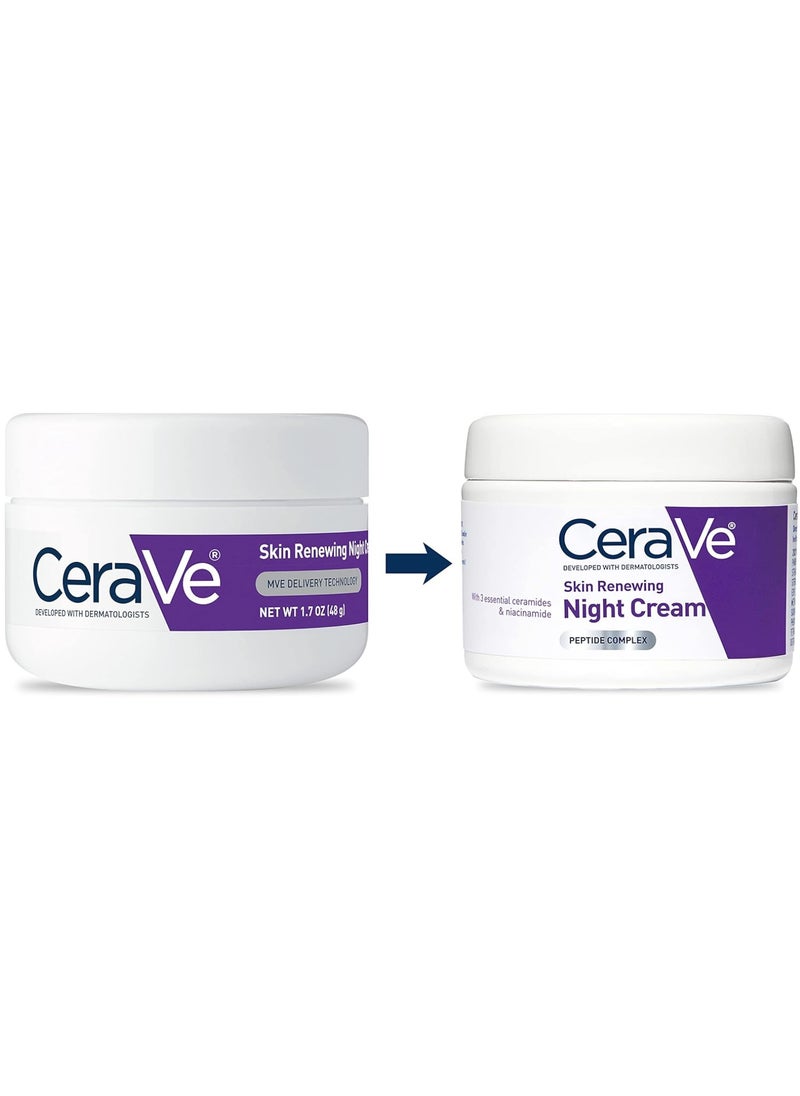 CERA CeraVe Skin Renewing Night Cream | Niacinamide, Peptide Complex, and Hyaluronic Acid Moisturizer for Face | 1.7 Ounce  - Image 2