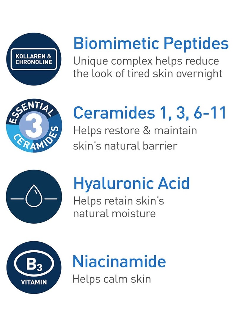 CERA CeraVe Skin Renewing Night Cream | Niacinamide, Peptide Complex, and Hyaluronic Acid Moisturizer for Face | 1.7 Ounce  - Image 3
