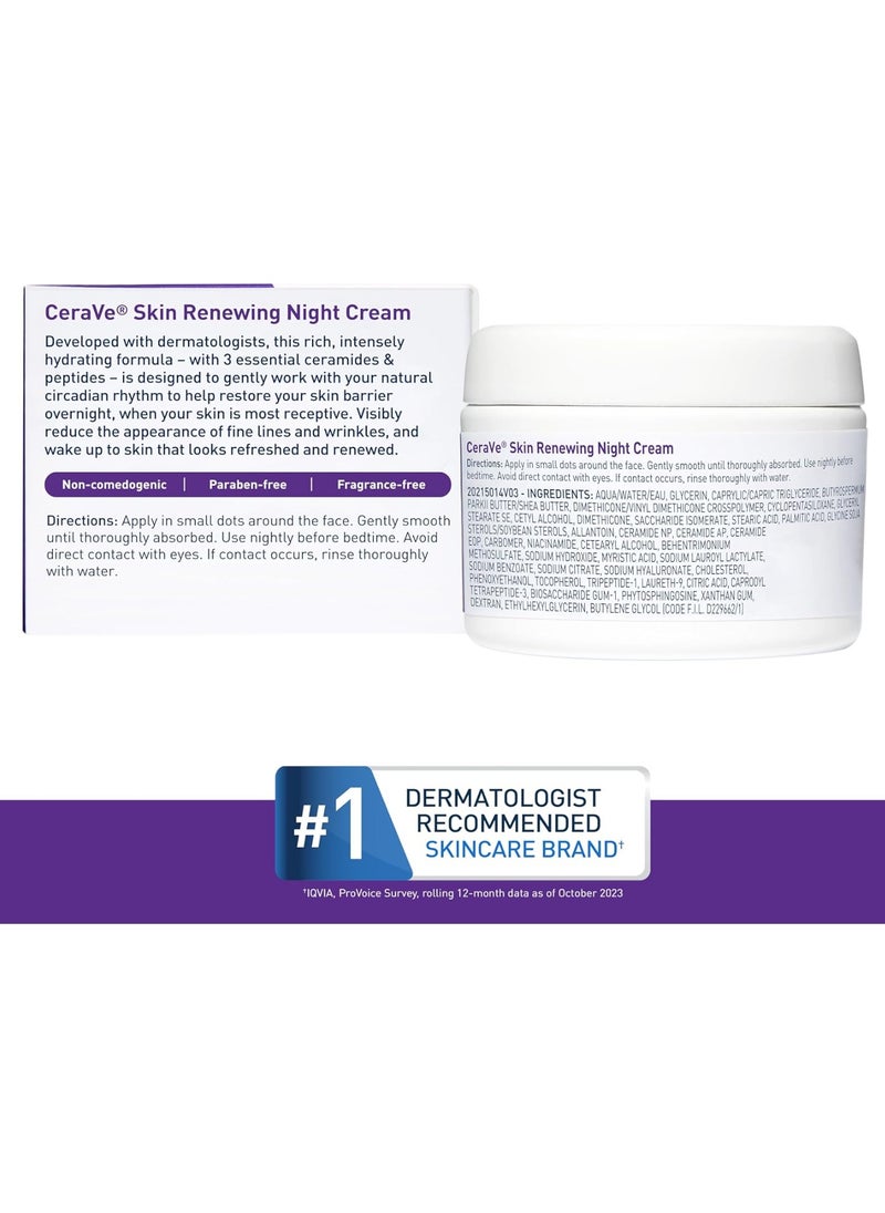 CERA CeraVe Skin Renewing Night Cream | Niacinamide, Peptide Complex, and Hyaluronic Acid Moisturizer for Face | 1.7 Ounce  - Image 5