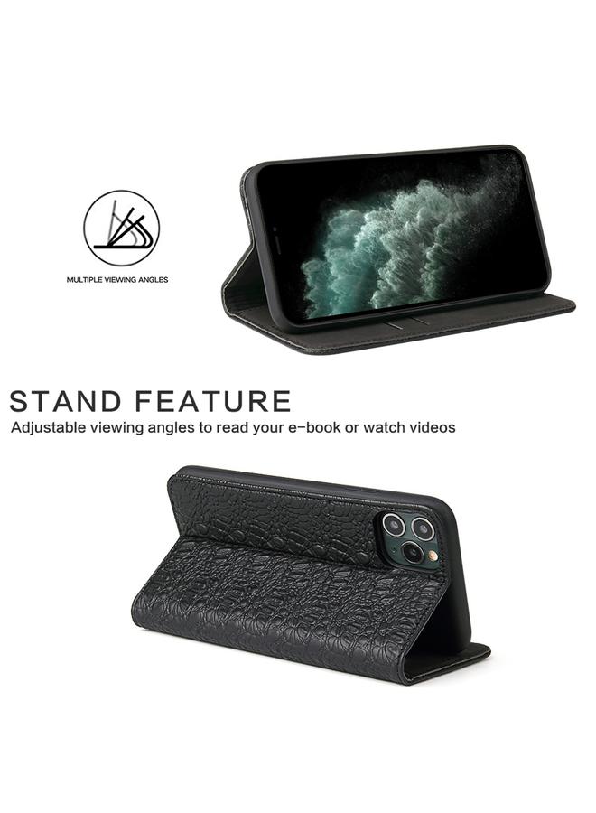 اس-توب جراب لهاتف iPhone 11 Pro مصنوع من جلد البولي يوريثان الحراري وجلد البولي يوريثان الحراري مع حامل وفتحات للبطاقات ومحفظة - Image 4