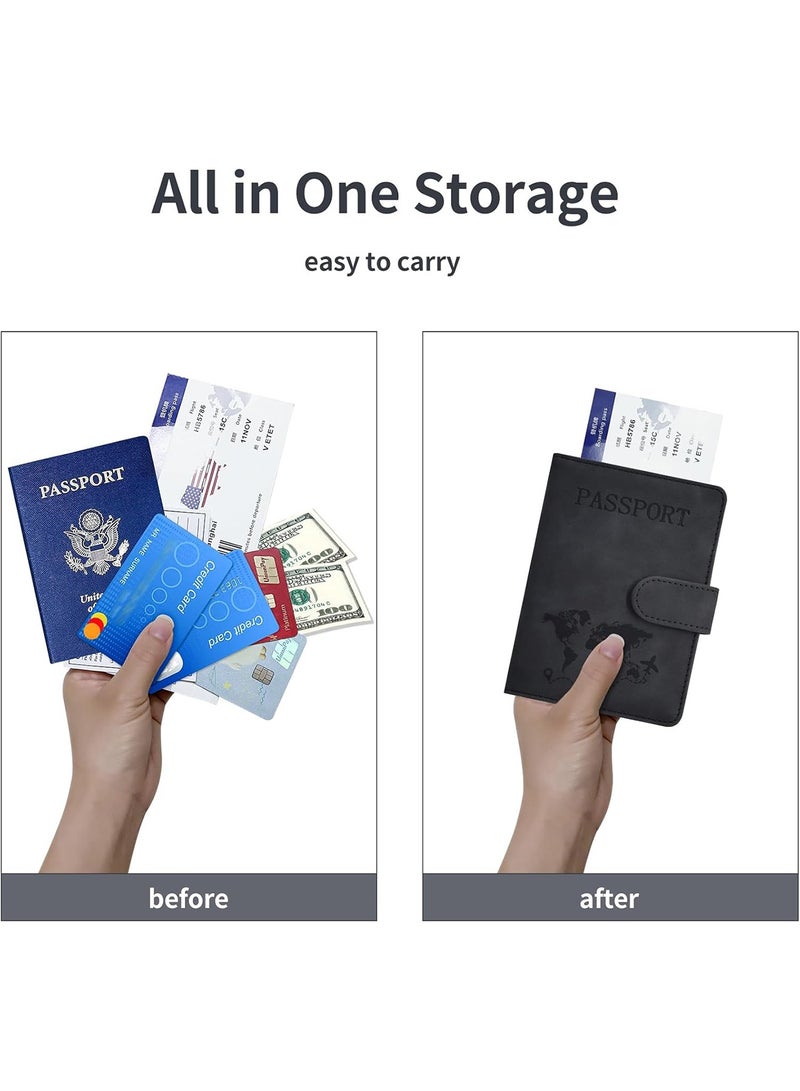 Passport Holder for Travel Essentials, Passport Wallet Cover Case for Travel Must Haves Accessories,Passport Book Holders for Women and Men Black  - Image 5