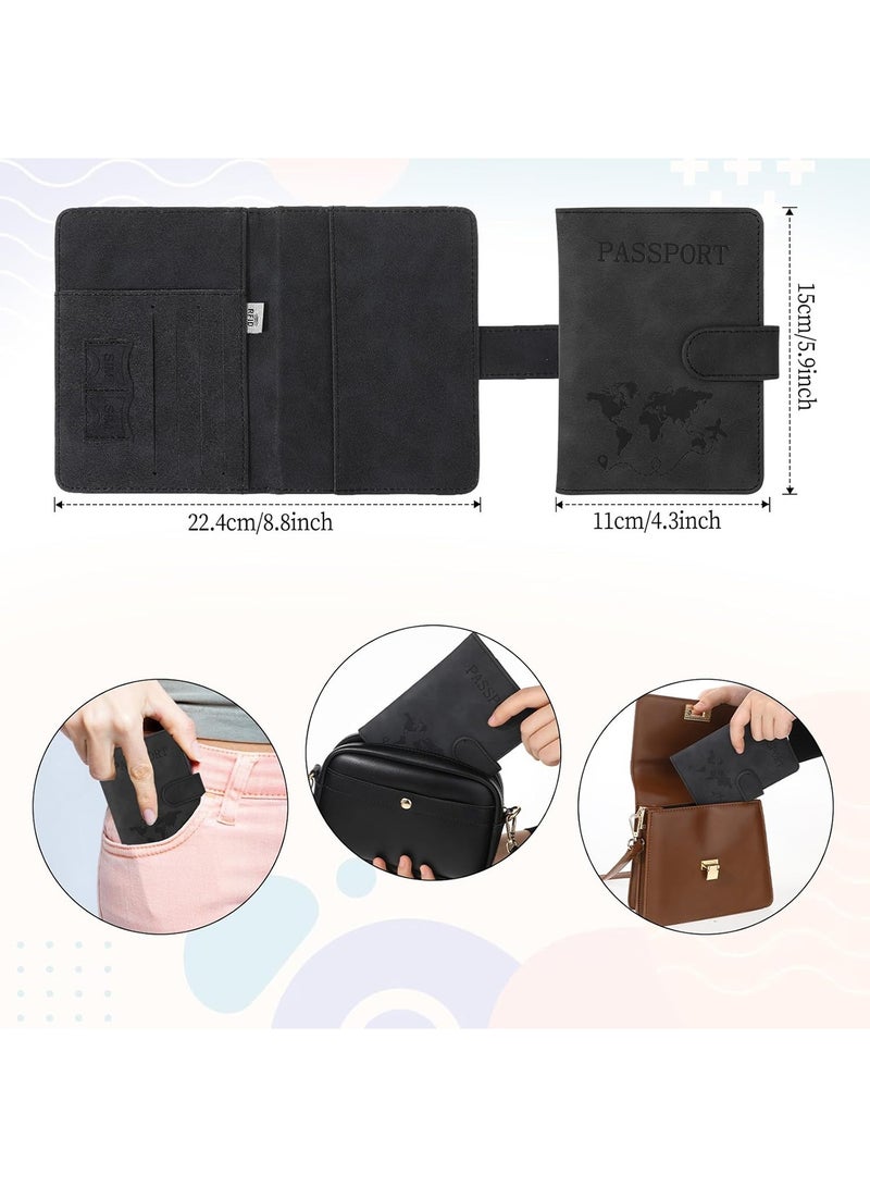 Passport Holder for Travel Essentials, Passport Wallet Cover Case for Travel Must Haves Accessories,Passport Book Holders for Women and Men Black  - Image 4