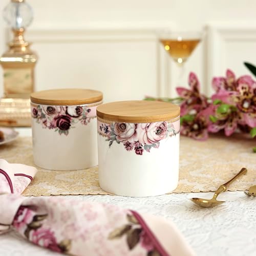 Vigneto Floral Rose Garden Airtight Storage Canister (1 Pc, 500 ML) with Leakproof Lid | Finest Premium Porcelain - Image 1