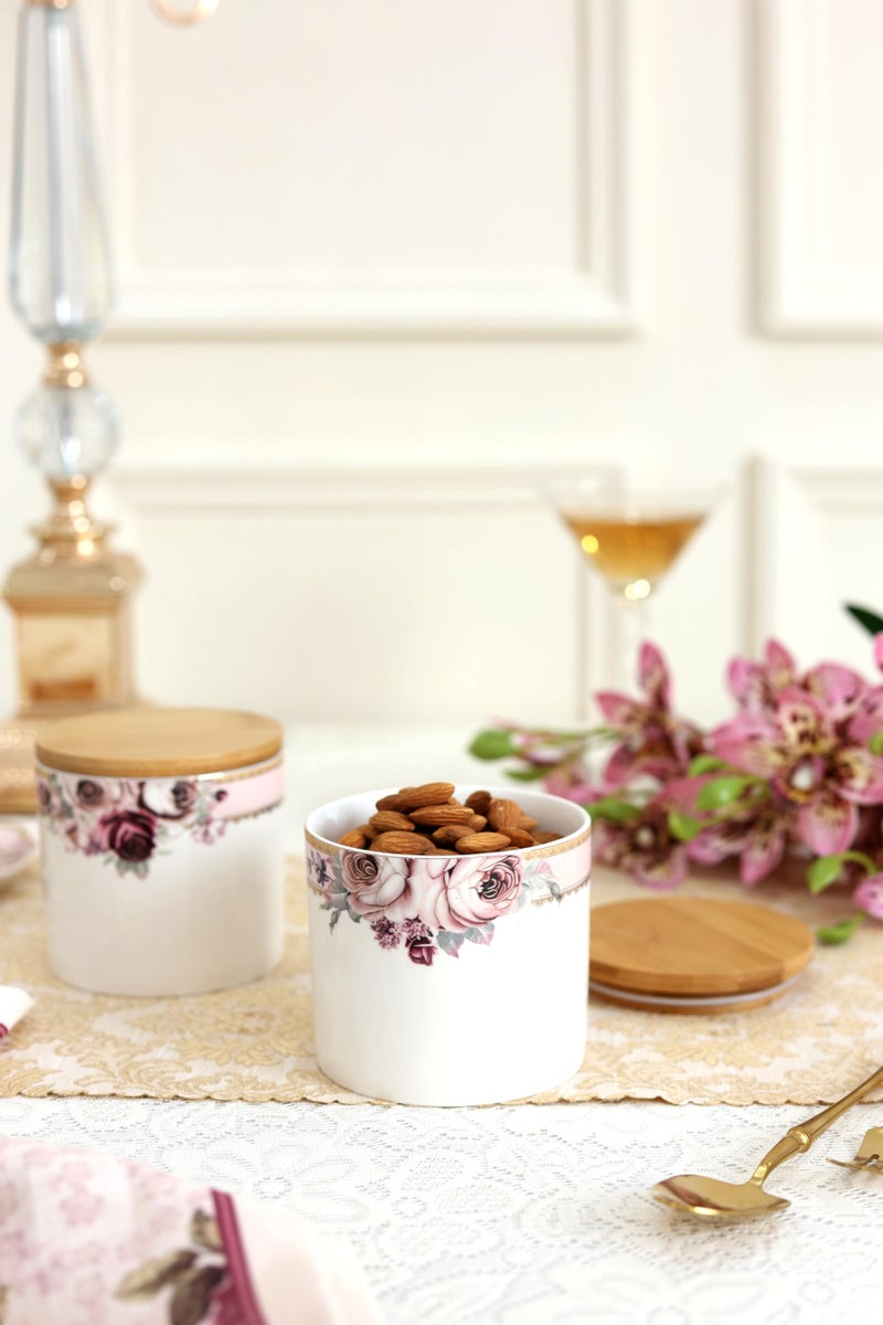 Vigneto Floral Rose Garden Airtight Storage Canister (1 Pc, 500 ML) with Leakproof Lid | Finest Premium Porcelain - Image 2