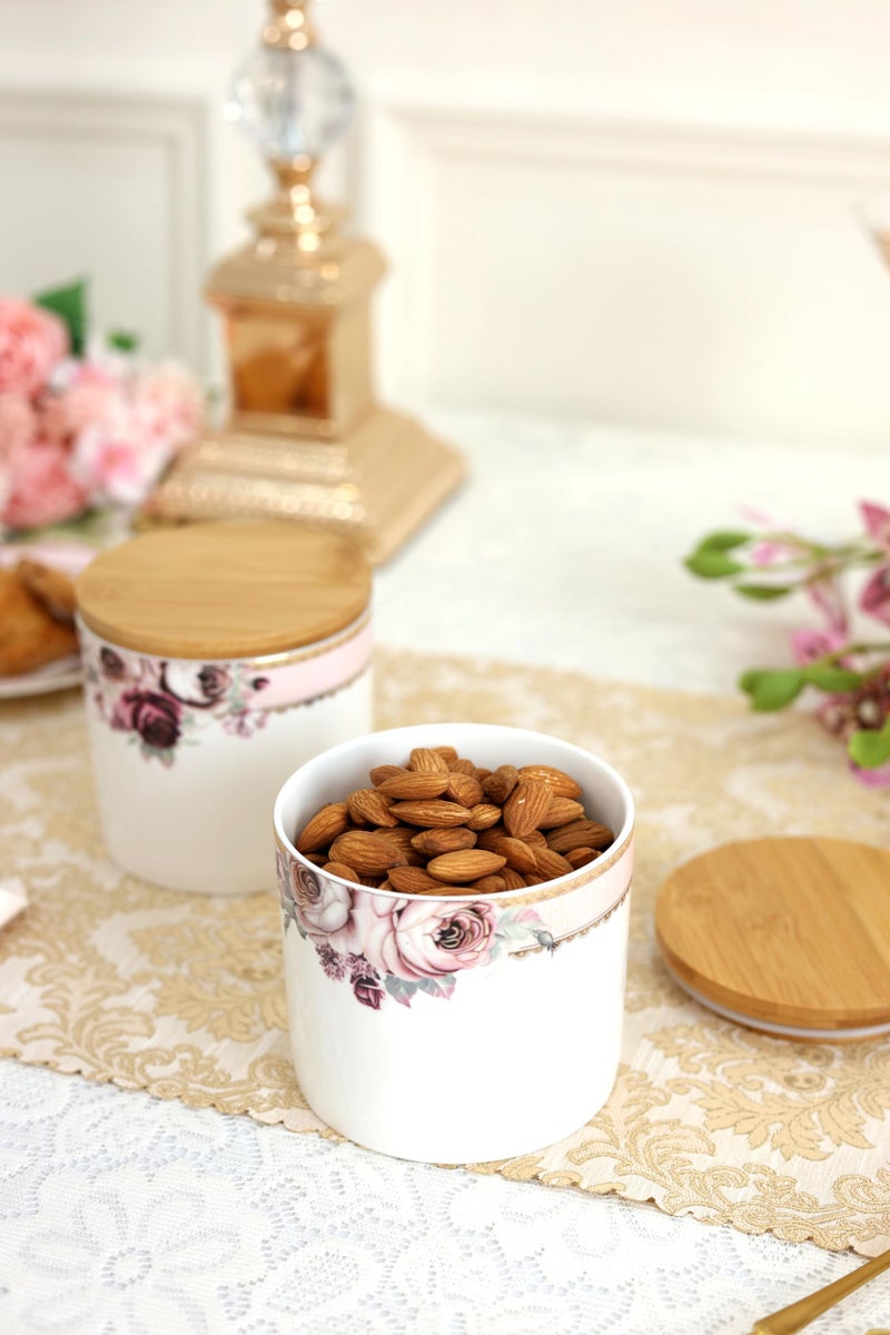 Vigneto Floral Rose Garden Airtight Storage Canister (1 Pc, 500 ML) with Leakproof Lid | Finest Premium Porcelain - Image 3