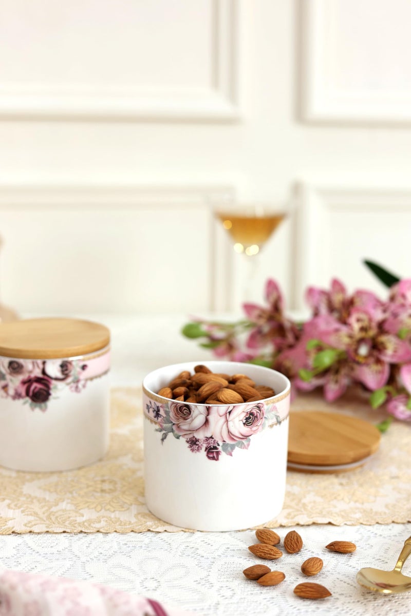Vigneto Floral Rose Garden Airtight Storage Canister (1 Pc, 500 ML) with Leakproof Lid | Finest Premium Porcelain - Image 4