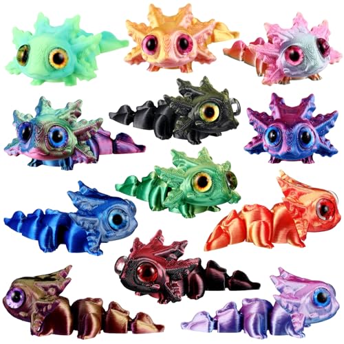 Honoson 12 Pcs 3D Printed Animal Fidget 3D Mini Animal Flexible Cute Articulated Small Stress Pet Relief Fidget for Adult Party Favors Home Display57cmBaby Axolotl - Image 1