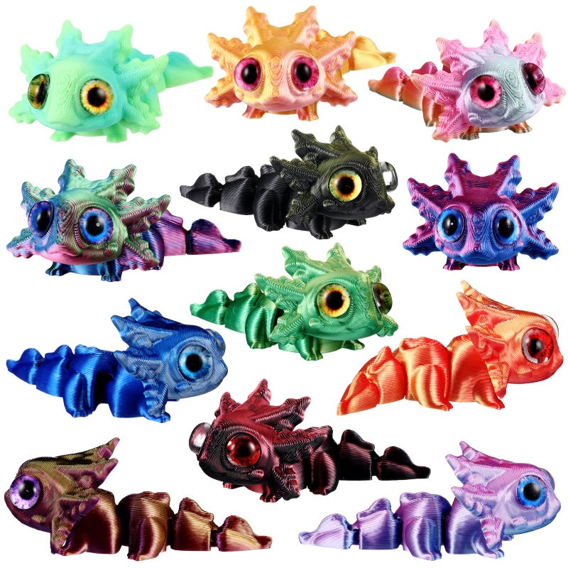 Honoson 12 Pcs 3D Printed Animal Fidget 3D Mini Animal Flexible Cute Articulated Small Stress Pet Relief Fidget for Adult Party Favors Home Display57cmBaby Axolotl - Image 2