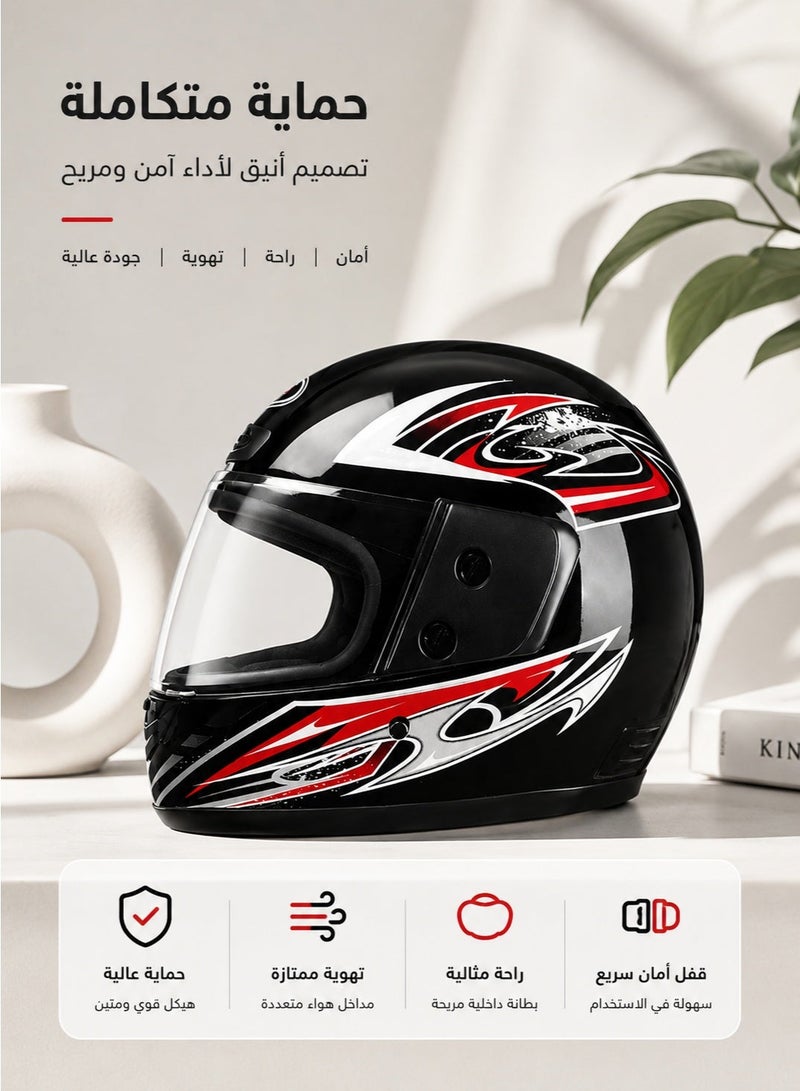 خوذة دراجة نارية كاملة الوجه – خوذة حماية أنيقة مع هيكل مقاوم للصدمات، تهوية وراحة داخلية للرجال والنساء - Image 3