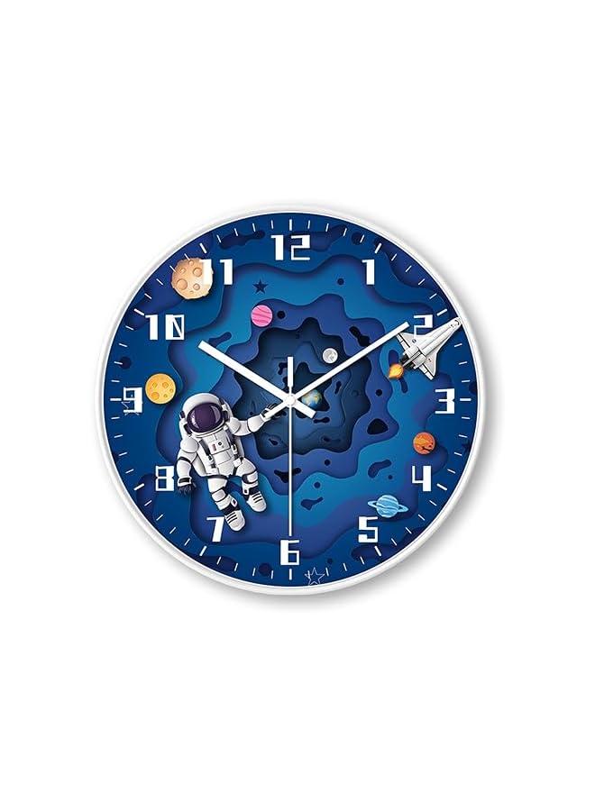 The Bros Wall Clock for Kids,Space Silent Creative Wall clock, Space Travel Themed,perated for Wall Clock for Classroom, Bedroom, Bathroom, Living Room, Restaurant, Children's Room,Kitchen (A) - Image 2