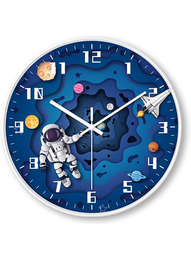 The Bros Wall Clock for Kids,Space Silent Creative Wall clock, Space Travel Themed,perated for Wall Clock for Classroom, Bedroom, Bathroom, Living Room, Restaurant, Children's Room,Kitchen (A) - Image 1