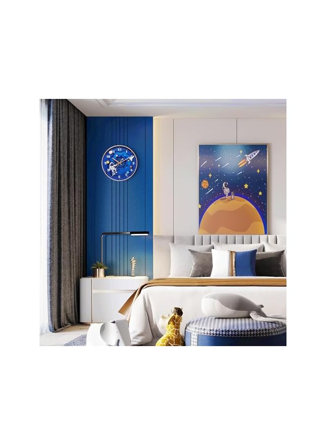 The Bros Wall Clock for Kids,Space Silent Creative Wall clock, Space Travel Themed,perated for Wall Clock for Classroom, Bedroom, Bathroom, Living Room, Restaurant, Children's Room,Kitchen (A) - Image 3