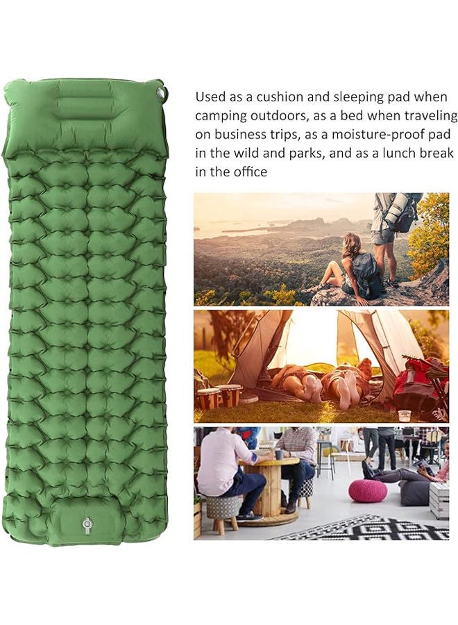Sorandy مرتبة للنوم قابلة للنفخ للتخييم بتصميم خفيف وقابل للنفخ بالقدم، سرير تخييم محمول ذاتي النفخ مع مخدة مدمجة - Image 2
