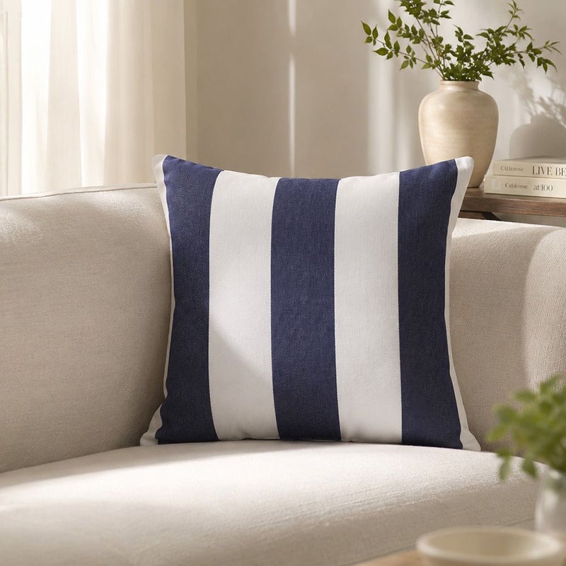 DANUBE HOME Woven Cushion 45X45Cm - Dark Blue Stripe, Tailored Striped Outdoor Cushion, 100% Olefin Fabric, For Outdoor Sofas, Reading Corners And Balcony Chairs - Image 5