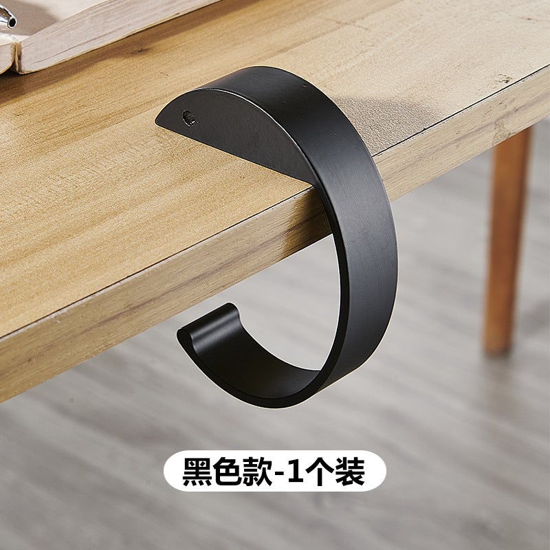 Desk Side Bag Hanger Hook for Office and Dorm C type [black] one pack 