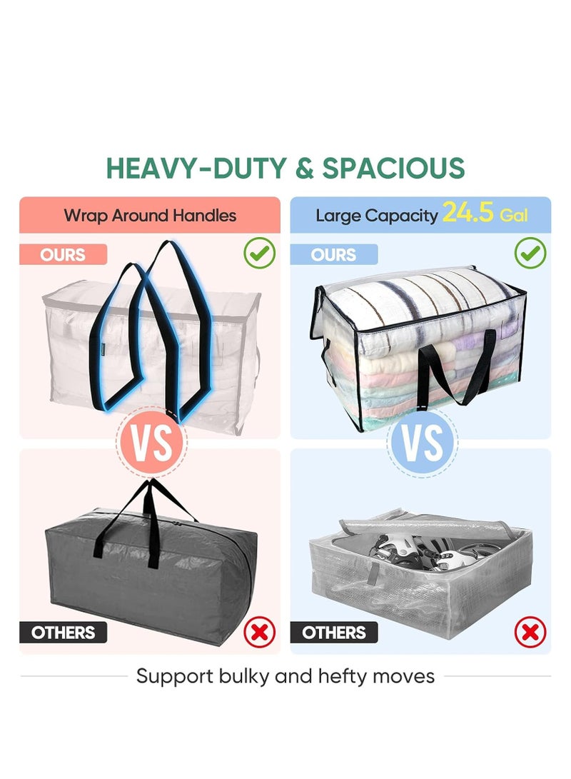 TRASSLE Bedding Foldable Clothes Organizer Quilt Bag Thicken Clothes Pouch Bag for Moving House Comforter Bags with Zipper Quilt Holder Quilt Container 24 Gallon Storage Moving Bag  - Image 2