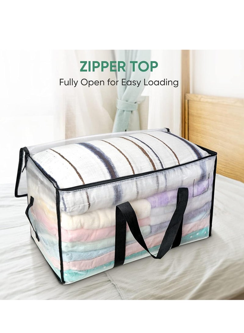 TRASSLE Bedding Foldable Clothes Organizer Quilt Bag Thicken Clothes Pouch Bag for Moving House Comforter Bags with Zipper Quilt Holder Quilt Container 24 Gallon Storage Moving Bag  - Image 5