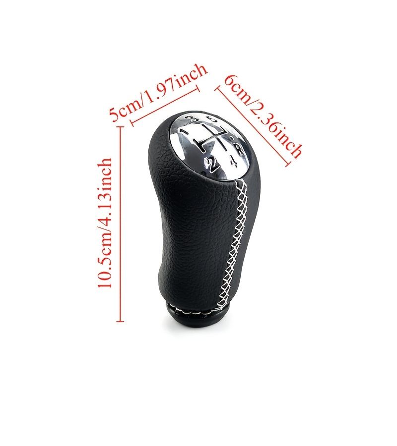 5 Gear Shift Knob Silver Chrome Manual Handball PU Leather Fit for Renault Clio 2005 2009 - Image 2