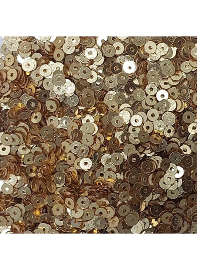 Generic Bharat 4MM Center Hole Round Plastic SequenceSequins for Craft Embroidery Aari Work Resin Art DecorationColour Gold 100 Grams  - Image 1
