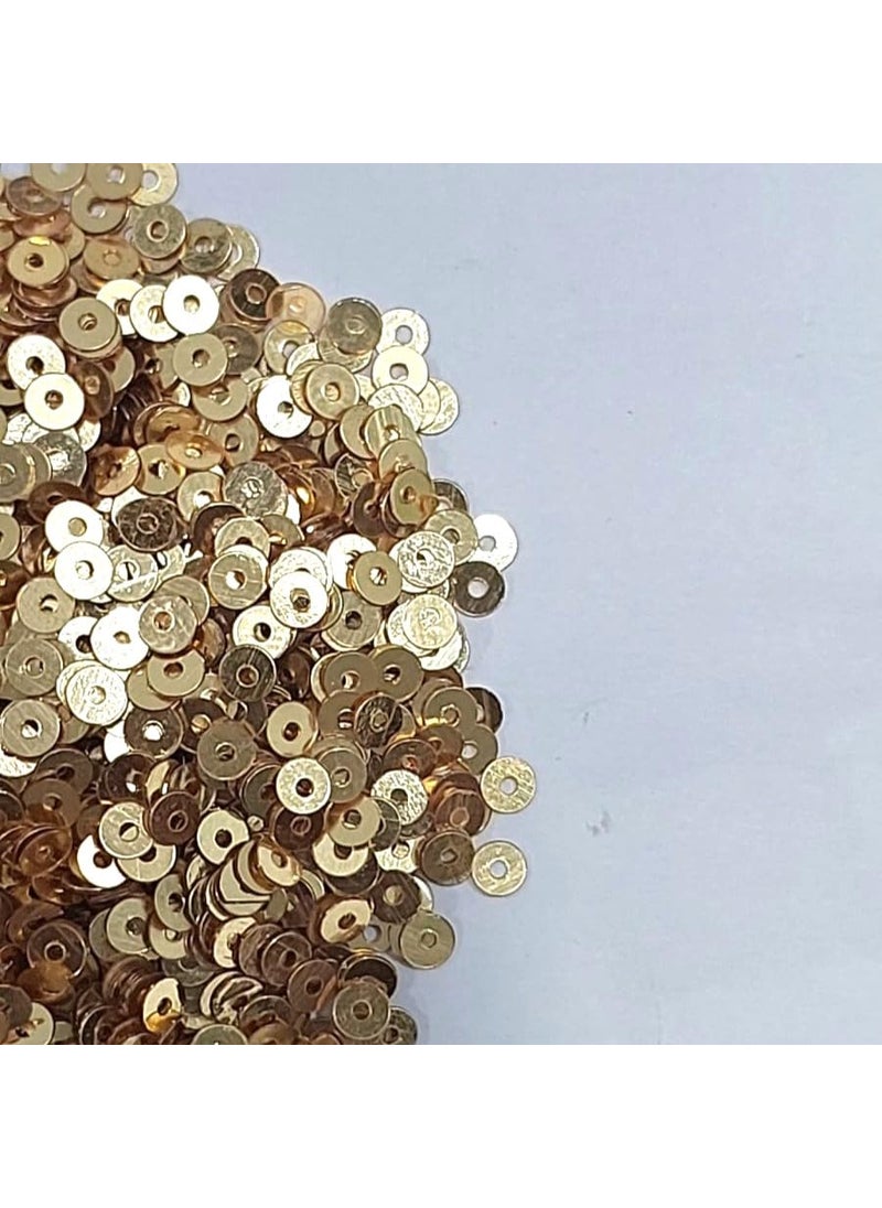 Generic Bharat 4MM Center Hole Round Plastic SequenceSequins for Craft Embroidery Aari Work Resin Art DecorationColour Gold 100 Grams  - Image 3