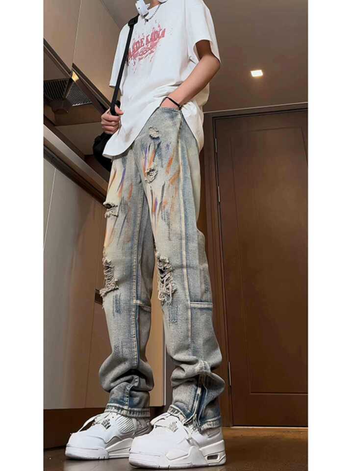 Unisex Classic Denim Jeans Loose Fit Daily Outdoor Wear - Image 4