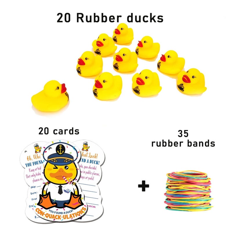 Duck Tags for Cruising, 20 Pcs Rubber Ducks, 20Pcs Cruising Tag, 20Pcs Rubber Bands, Ducking Games Card, Cruise Ship Design - ConQuackulations (Cruise Duck) - Image 5