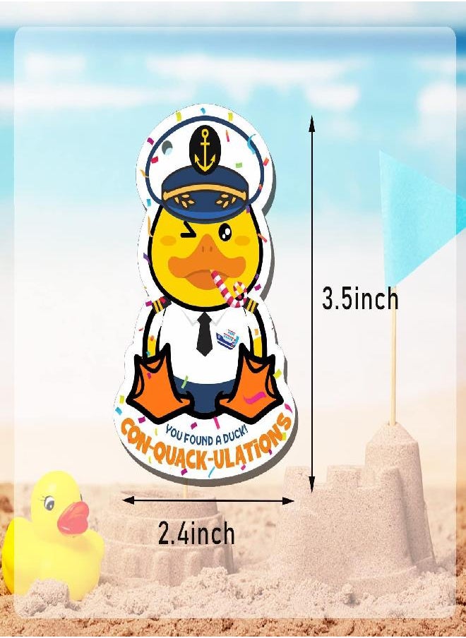 Generic Cruising Rubber Duck Tags, Yellow Rubber Ducks, Captain Duck Design,Duck Tags for Cruising, ConQuackulations 60 Pack, Ducking Games Card - with Round Hole and Rubber Bands  - Image 2