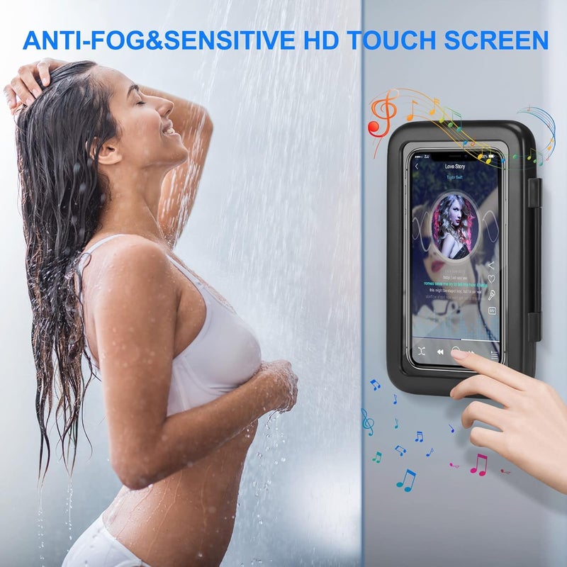 KUNSLUCK Shower Phone Holder Waterproof, 480° Rotation Shower Phone Mount, Anti-Fog HD Sensitive Touch Screen Phone Holder for Shower, Bathtub, Compatible with 4.7" - 6.8" Cell Phones (Classic Black) - Image 3