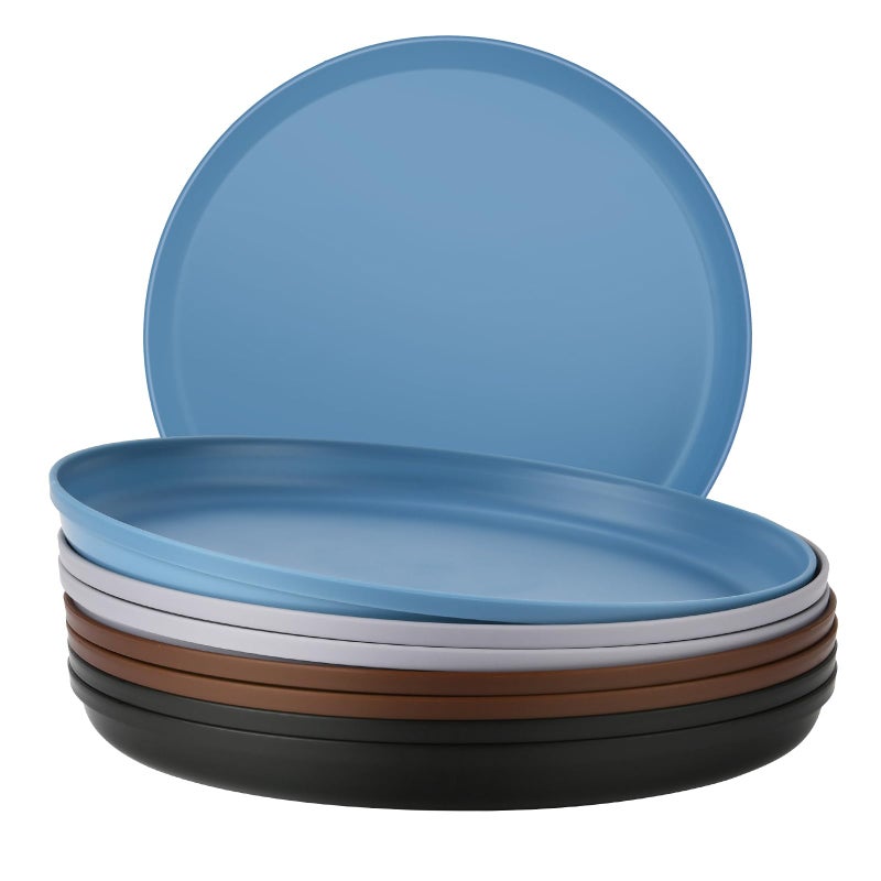 Blwan Unbreakable Dinner Plates Set of 8 (7.1-Inch) for Camping & RV Use - 100% Microwave Safe PP Plastic - Lightweight, BPA-Free, Dishwasher Safe - Perfect for Outdoor, Patio, Everyday Use, Black - Image 1