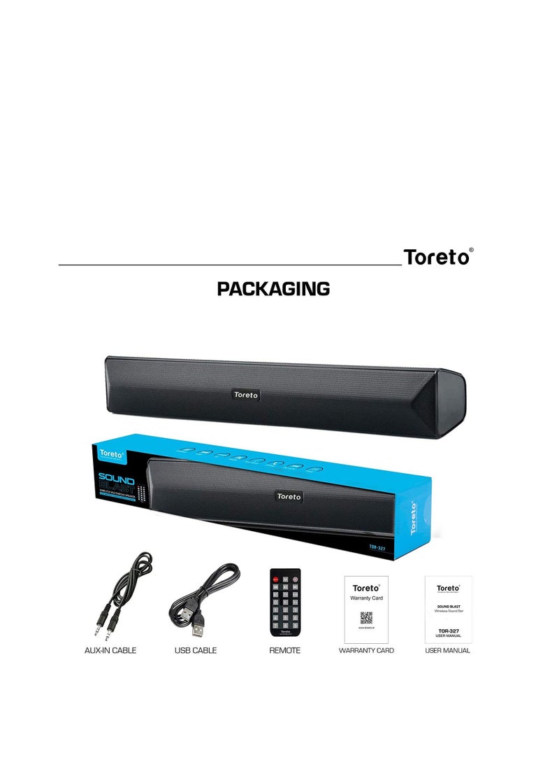 Toreto - Sound Blast-327 16W Wireless Bluetooth Soundbar Speaker with Built-in Microphone TOR-327 - Image 1