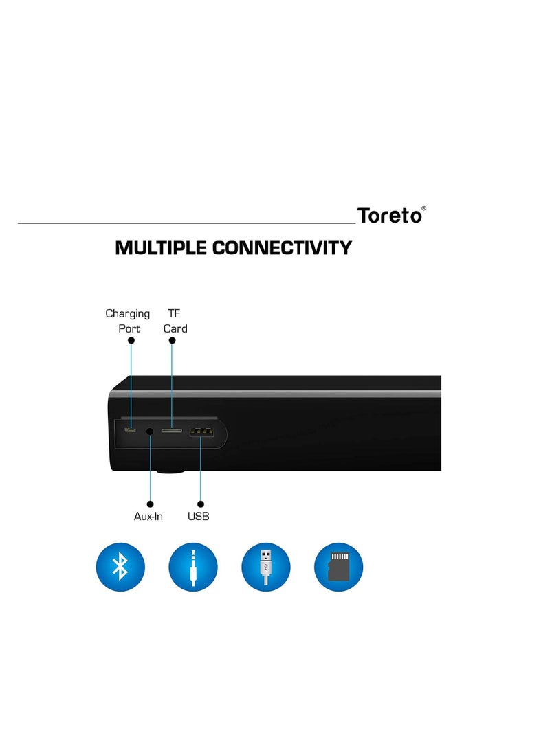 Toreto - Sound Blast-327 16W Wireless Bluetooth Soundbar Speaker with Built-in Microphone TOR-327 - Image 1