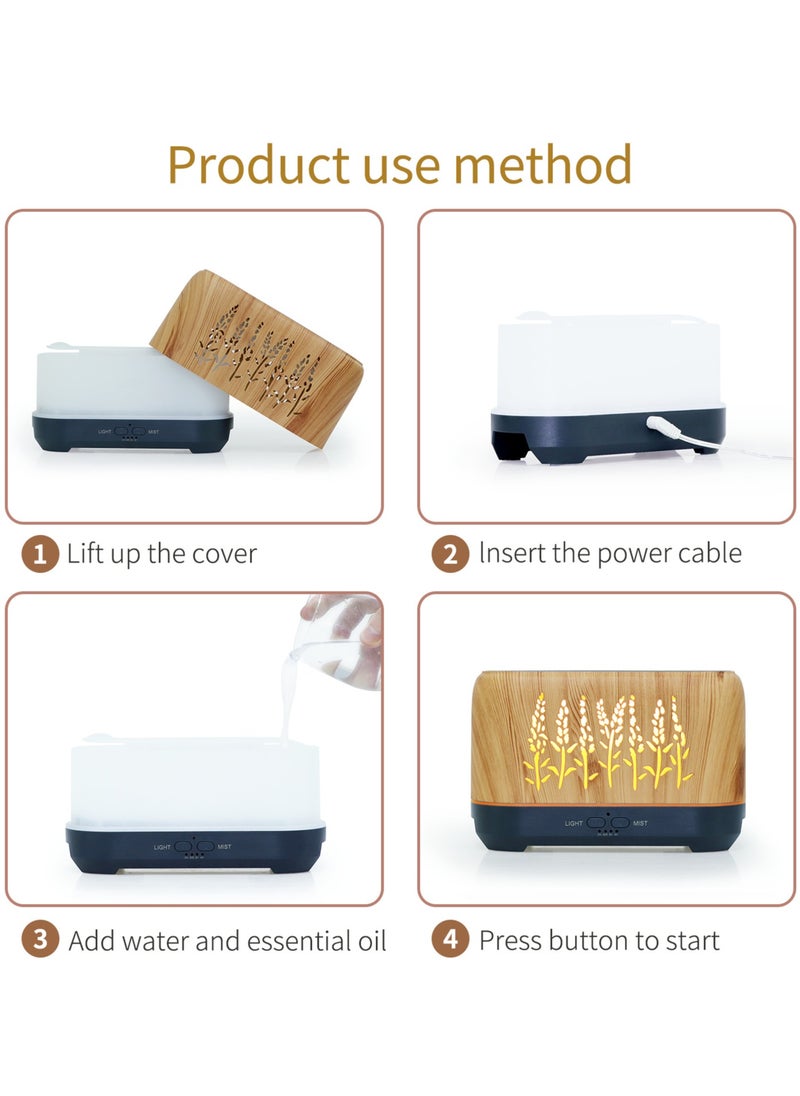 UanTii - Smart Aroma Diffuser Tuya Wifi Humidifier Essential Oil Diffuser Flame Aroma Diffuser 7 LED Light Colors, App and Voice Control 200ml(Wood Color) - Image 1