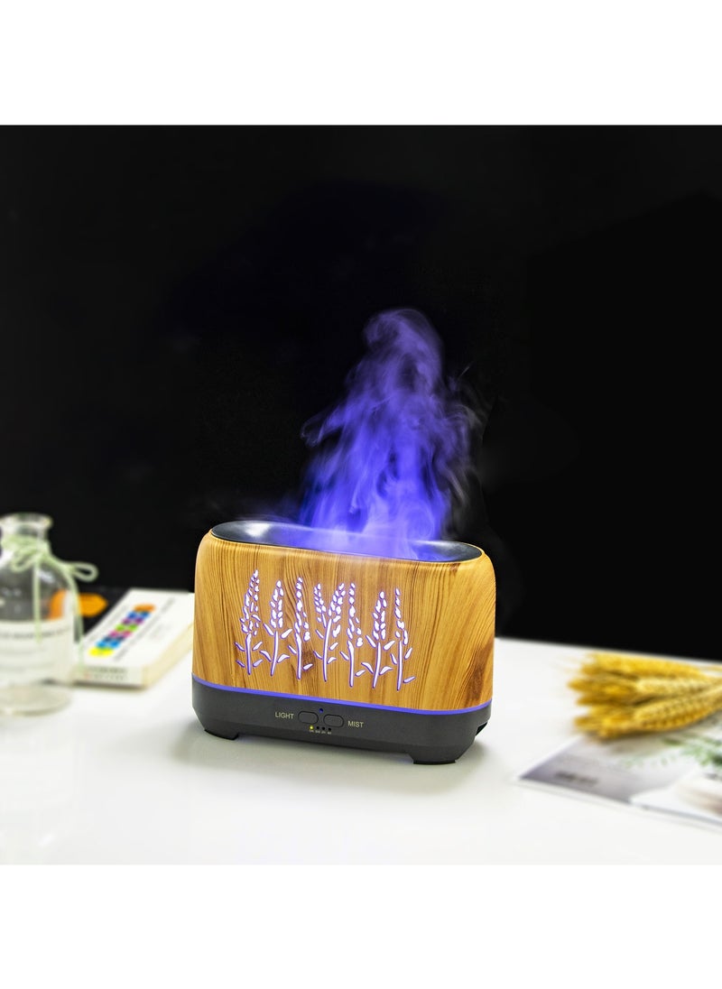 UanTii - Smart Aroma Diffuser Tuya Wifi Humidifier Essential Oil Diffuser Flame Aroma Diffuser 7 LED Light Colors, App and Voice Control 200ml(Wood Color) - Image 1