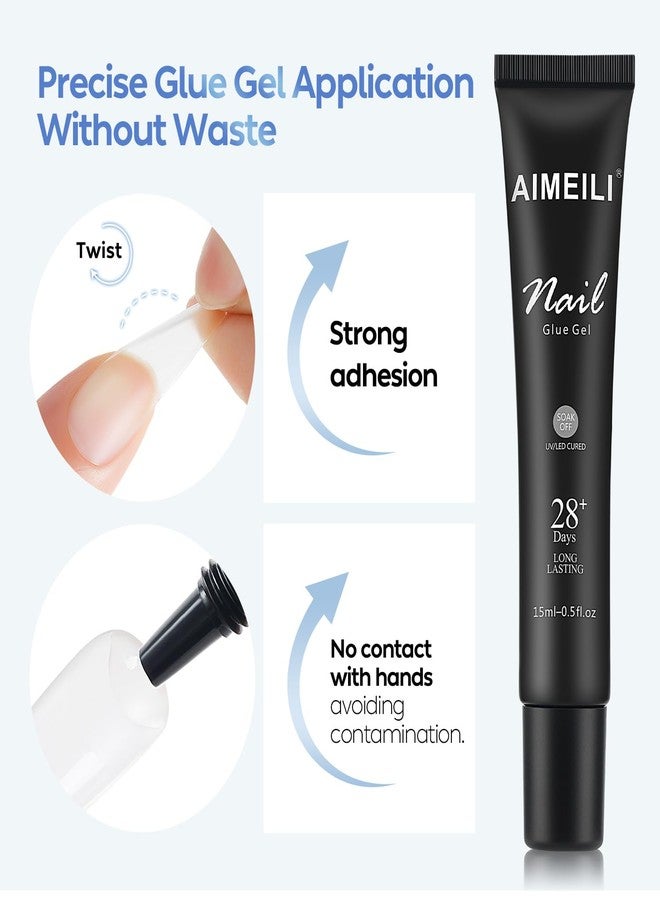 AIMEILI Hema Free Nail Glue Gel, Cruelty Free, Vegan, Strong Adhesion Nail Gel Glue for Nail Extension Soft Gel Nail Tips Fake Nails - Image 3