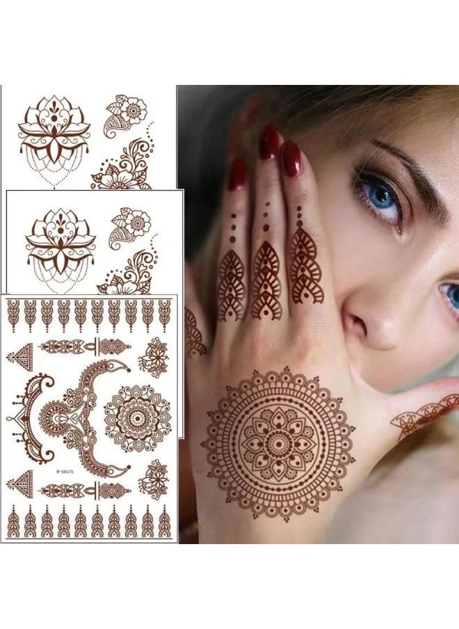 BTFMEI 27 Pieces Tattoo Sticker Set, Brown Waterproof Stickers for Festivals, Weddings and Parties  - Image 3