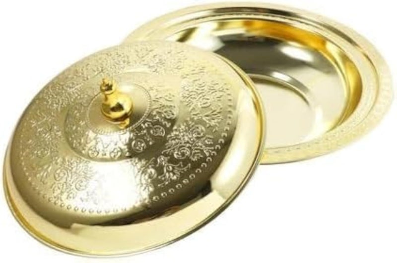 Serving Tray Kabsa Stainless Steel Round Large Size Handle Food Dish Arabic Cuisine Tableware Kitchen Essentials