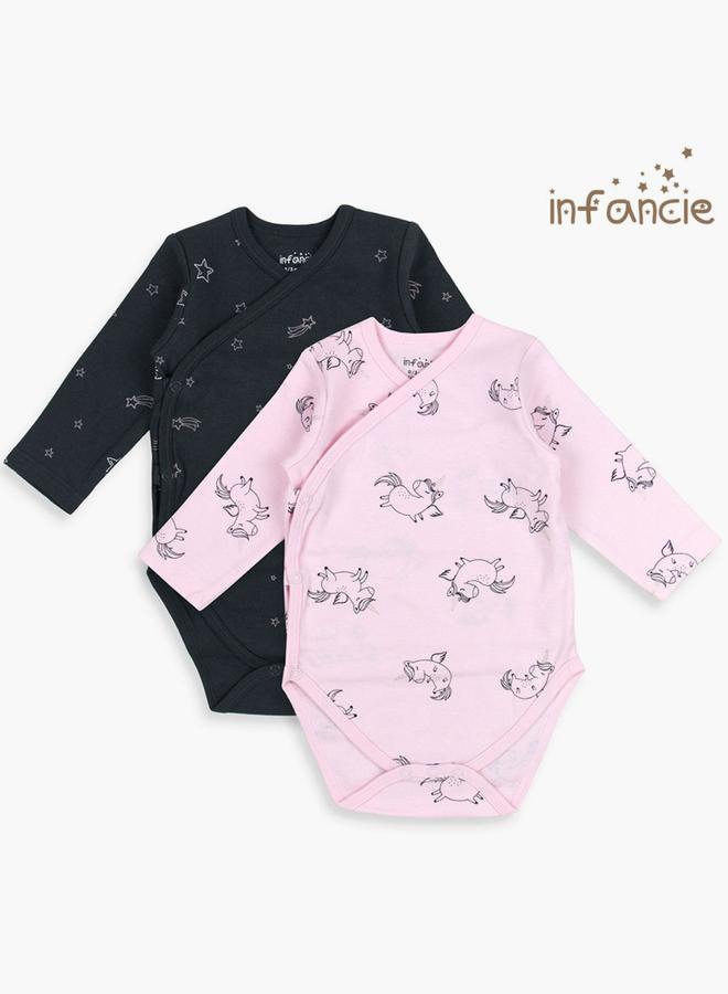infancie Pack Of 2 - Foldover Long Sleeve Bodysuit - Image 1