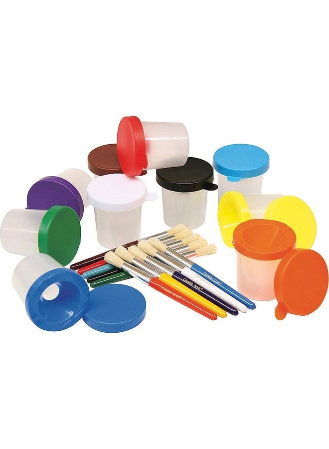 Chenille Kraft Creativity Street Color-Coordinated Painting Set Craft Kit, 7.25" Brushes, 3" Dia. Cups, Assorted, 20 per - Image 1