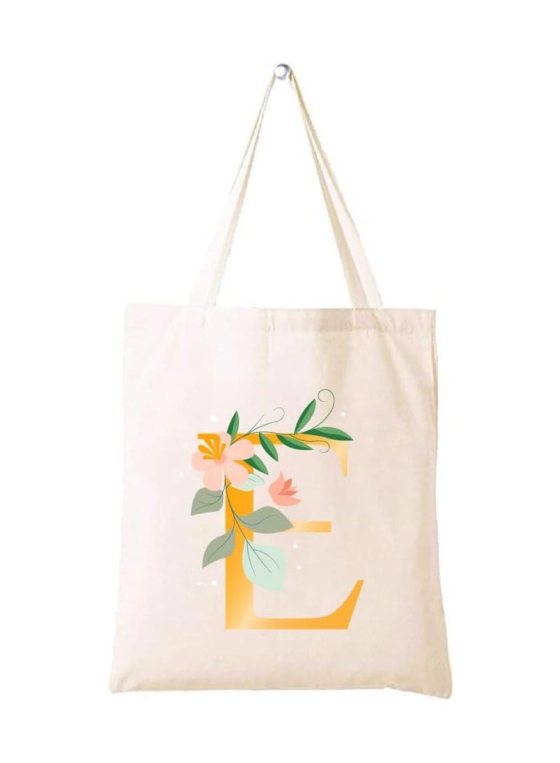 PRINTSHOP4ME Initial Letters Printed Canvas Cotton Tote Bag For Women-Party Gift Idea And Cotton Gift Bag,Reusable Bag - Image 1