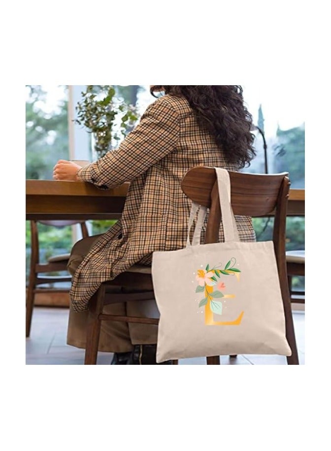 PRINTSHOP4ME Initial Letters Printed Canvas Cotton Tote Bag For Women-Party Gift Idea And Cotton Gift Bag,Reusable Bag - Image 3