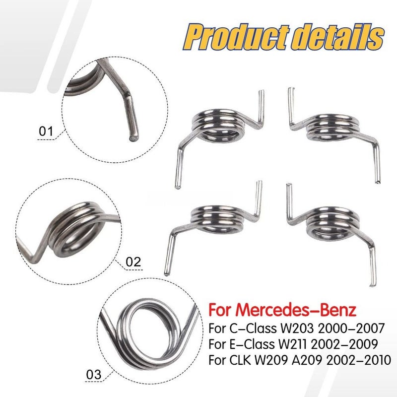 4 Piece Set Car Door Lock Actuator Repair Spring Kit Compatible With Mercedes Benz C Class W203 2000 2007 E Class W211 2002 2009 CLK W209 A209 2002 2010 Without Battery - Image 2