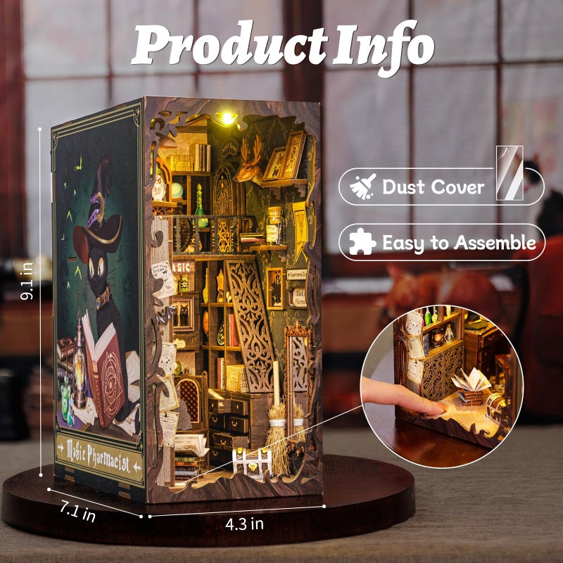 CUTEBEE Book Nook Kit, DIY Booknook Miniature House Tiny House 3D Wooden Puzzle Dollhouse Kit for Adults and Teens, Bookshelf Insert Decor, DIY Craft Gift Model Build - Image 3