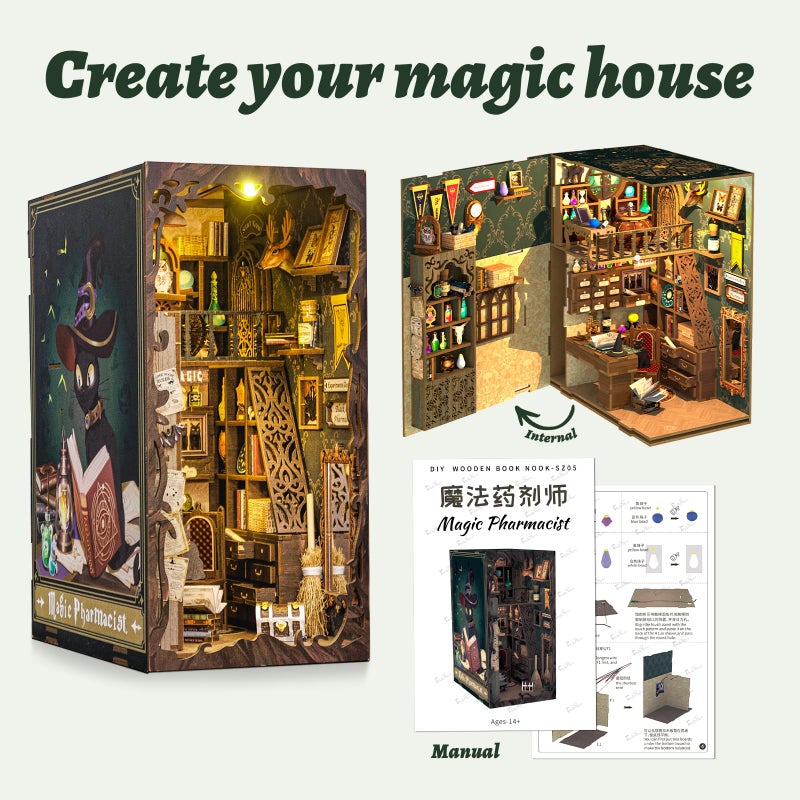 CUTEBEE Book Nook Kit, DIY Booknook Miniature House Tiny House 3D Wooden Puzzle Dollhouse Kit for Adults and Teens, Bookshelf Insert Decor, DIY Craft Gift Model Build - Image 5