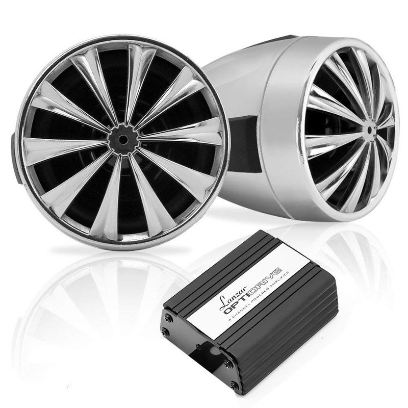 Lanzar Motorcycle Waterproof Speaker Amplifier System Set of 3 Inch 700W Weatherproof Speakers, AUX in - Handlebar Mount Mini Stereo - for ATV,Motorbike OPTIMC90 Black, 16.00in. x 10.00in. x 5.00in. - Image 5