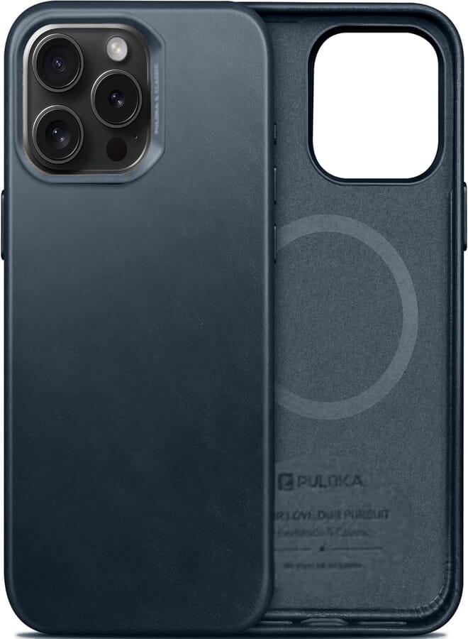 Next Next Store Premium Leather Mobile Phone Case Compatible with iPhone 14 Pro Max - Shockproof and Magnetic Charging - Premium Protection and Superior Performance with Stylish Design. (Blue)
