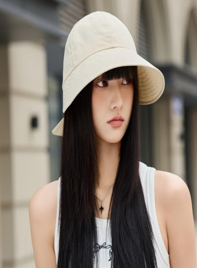 Qzkouma Womens Wide Brim Visor Sun Hats UPF50+ UV Protection Packable Summer Hat with Adjustable Bow, Beige, One size - Image 5