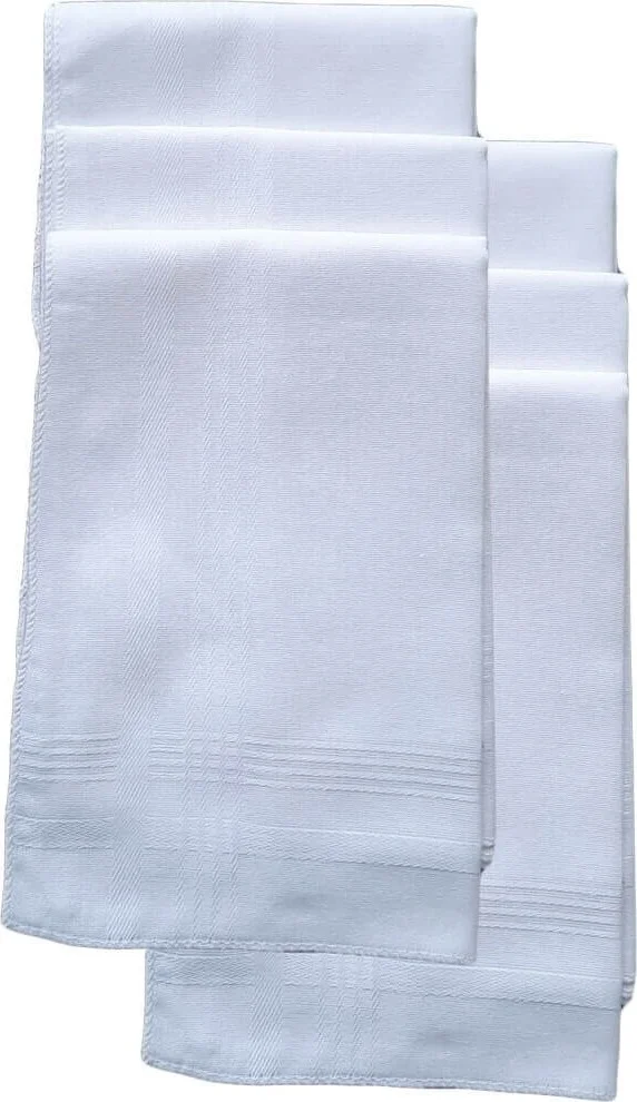 Elmira Pack of 6 Hand Pocket Collar Fabric Handkerchief 36X36 cm 100% Cotton Tm White